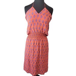 Tory Burch Womens Retro Poppy Print 100% Silk Halter Dress Red Size 0 Luxury